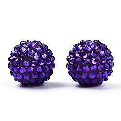 Medium Orchid Resin Rhinestone Bubblegum Ball Beads, Round, Medium Orchid, 20x18mm