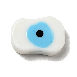 Белый Ручной зло бусины глаз, овальные, белые, 18x25x5 мм, отверстие : 1.6 мм