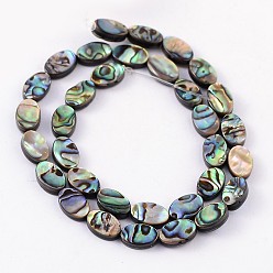 Colorful Natural Abalone Shell/Paua Shell Beads Strands, Oval, Colorful, 12x8x3mm, Hole: 0.5mm