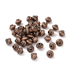 Red Copper Tibetan Style Alloy Spacer Beads, Cadmium Free & Nickel Free & Lead Free, Red Copper, 5.4x6.3mm, Hole: 1mm