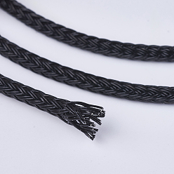 Black Braided Steel Wire Rope Cord, Black, 3mm, about 5.46 yards(5m)/roll