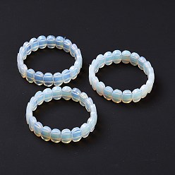 Опал Овальный эластичный браслет из опалитовых бусин, украшения из драгоценных камней для женщин, внутренний диаметр: 2-1/8 дюйм (5.4~5.5 см)