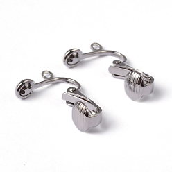 Platinum Iron Clip-on Earring Findings, for non-pierced ears, Platinum Color, Nickel Free, about 13.5mm wide, 15.5mm long, 7mm thick, hole: about 2mm