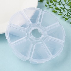 White Plastic Bead Containers, Flip Top Bead Storage, 8 Compartments, White, 10.5x10.5x2.8cm