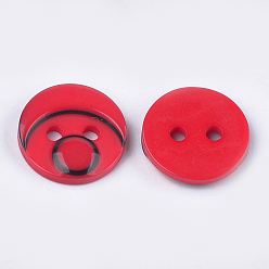 Mixed Color Resin Buttons, 2-Hole, Flat Round, Mixed Color, 11.5x2mm, Hole: 1.6mm, about 1000pcs/bag