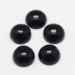 Black Agate Natural Black Agate Cabochons, Half Round, 8x4mm