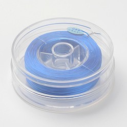 Blue Japanese Eco-Friendly Dyed Flat Elastic Crystal String, Elastic Beading Thread, for Stretch Bracelet Making, Flat, Blue, 0.6mm, about 60m/roll(65.62yards/roll)
