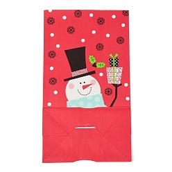 Snowman Christmas Theme Kraft Paper Bags, Gift Bags, Snacks Bags, Rectangle, Snowman Pattern, 23.2x13x8cm