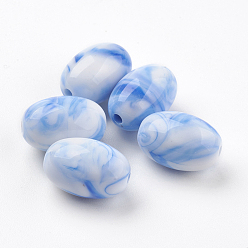 Светлый Стально-синий Акриловые бусины, Стиль имитация драгоценных камней, овальные, светло-стальной синий, 13~13.5x9.5~10 мм, отверстие : 2 мм, Около 630 шт / 500 г