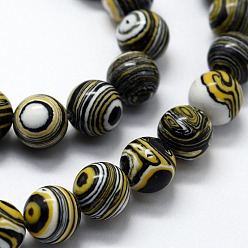 Black Synthetic Malachite Beads Strands, Dyed, Round, Black, 4mm, Hole: 0.6mm, about 95pcs/strand,  14.76 inch(37.5cm)