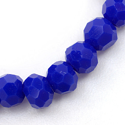 Medium Blue Opaque Solid Glass Bead Strands, Faceted(32 Facets) Round, Medium Blue, 6mm, Hole: 1mm, about 100pcs/strand, 24 inch