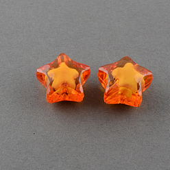 Dark Orange Transparent Acrylic Beads, Bead in Bead, Star, Dark Orange, 20x18x12mm, Hole: 3mm, about 270pcs/500g