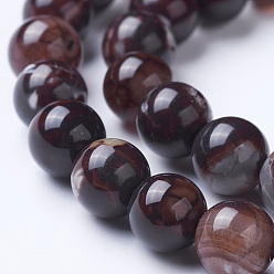 Coffee Natural Agate Beads Strands, Dyed & Heated, Grade A, Round, Coffee, 10mm, Hole: 1.2mm, about 38~41pcs/strand, 14.9 inch(38cm)
