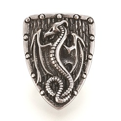 Античное Серебро Многожильные звенья из латуни в стиле ретро, для изготовления кожаных браслетов, долговечный, щит с драконом, античное серебро, 19.3x14.2x7.5 мм, отверстие : 3.6 мм