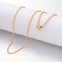 Golden Ion Plating(IP) 304 Stainless Steel Necklace, Cable Chains, with Lobster Clasps, Golden, 19.69 inch(500mm), 2mm