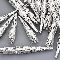 Серебро Шарик конусов, железные, серебряный цвет гальваническим, длиной около 42 мм , шириной 8 мм , отверстие : 1 мм