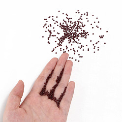 Dark Red 11/0 Grade A Round Glass Seed Beads, Baking Paint, Dark Red, 2.3x1.5mm, Hole: 1mm, about 48500pcs/pound