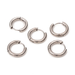 Stainless Steel Color 201 Stainless Steel Huggie Hoop Earrings, with 316 Surgical Stainless Steel Pins, Ring, Stainless Steel Color, 15x2.5mm, Pin: 1mm