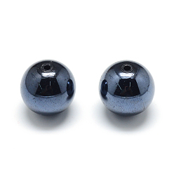 Black Pearlized Style Acrylic Beads, Round, Black, 14mm, Hole: 2mm, about 320pcs/500g