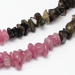 Mixed Color Chips Natural Tourmaline Beads Strands, Mixed Color, 3~5x3~5x3~5mm, Hole: 1mm, about 16 inch