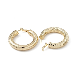Настоящее золото 18K Долговечные серьги-кольца из латуни с покрытием для женщин, без свинца и без кадмия, твист кольцо, реальный 18 k позолоченный, 40x39.5x7.3 мм, штифты : 0.8 мм