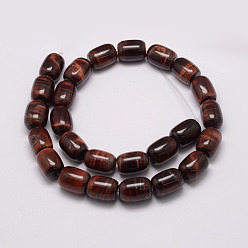 Tiger Eye Natural & Dyed Tiger Eye Bead Strands, Grade AB, Barrel, 10.5x14~15mm, Hole: 1mm, about 24pcs/strand, 15.94 inch