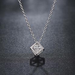 Серебро Серебряное позолоченное латунное ожерелье с фианитами, с кабельными цепями, 18 дюйм