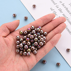 Camel Opaque Acrylic Beads, AB Color Plated, Round, Camel, 8x7mm, Hole: 2mm, about 1745pcs/500g