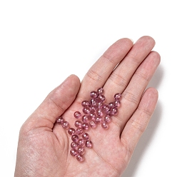 Pink Czech Glass Beads, Round, Pink, 6mm, Hole: 0.8mm, about 360pcs/bag