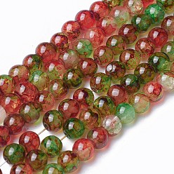 Colorful Spray Painted Glass Beads Strands, Round, Colorful, 6~6.5mm, Hole: 1mm, about 137pcs/strand, 31.8 inch(81cm)