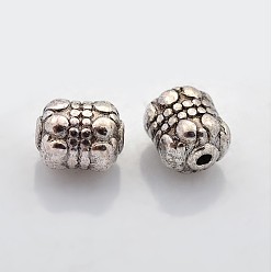 Antique Silver Tibetan Style Alloy Beads, Cadmium Free & Lead Free, Oval, Antique Silver, 8x6.5mm, Hole: 1mm