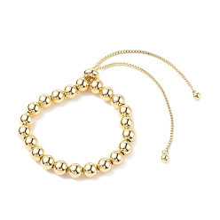 Golden Brass Bolo Bracelets, Slider Bracelets, Long-Lasting Plated, Round, Golden, 1-7/8 inch~4 inch(4.9~10.2cm)