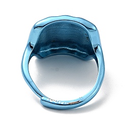 Light Sky Blue Brass Rectangle Signet Adjustable Ring for Women, Cadmium Free & Lead Free, Light Sky Blue, US Size 5 1/4(15.9mm)