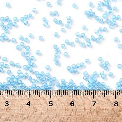 (163F) Matte Transparent AB Aqua TOHO Round Seed Beads, Japanese Seed Beads, (163F) Matte Transparent AB Aqua, 11/0, 2.2mm, Hole: 0.8mm, about 1110pcs/bottle, 10g/bottle