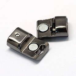 Gunmetal Alloy Magnetic Clasps with Glue-in Ends, Rectangle, Gunmetal, 26x12.5x7mm, Half Hole: 5x10mm