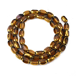 Goldenrod Electroplate Glass Beads Strands, Edge Plated, Oval, Goldenrod, 7x4.5x4mm, Hole: 0.8mm, about 50pcs/strand, 13.07~13.15 inch(33.2~33.4cm)