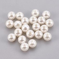 Old Lace ABS Plastic Imitation Pearl Beads, Round, Old Lace, 4mm, Hole: 1.6mm, about 15000pcs/500g