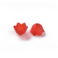 Красный Прозрачные акриловые шарики, Цветок тюльпана, ландыш, матовые, красные, 10x6 мм, отверстие : 1.5 мм, Около 2100 шт / 500 г