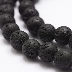 Lava Rock Natural Lava Rock Bead Strands, Round, 8~9mm, Hole: 2.5mm, about 46~49pcs/strand, 15
