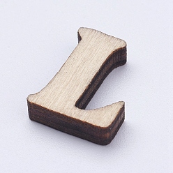 Letter Wood Cabochons, Mixed Letters, Random Mixed Letters, 14~19x8~21x3.5~4mm