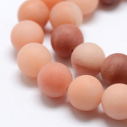 Pink Aventurine Natural Pink Aventurine Beads Strands, Frosted, Round, 8mm, Hole: 1mm, about 48pcs/strand, 15 inch(38cm)