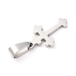 Stainless Steel Color 304 Stainless Steel Pendants, Cross, Stainless Steel Color, 19x11.5x1.2mm, Hole: 3.5x7mm