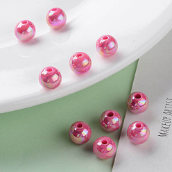 Camellia Opaque Acrylic Beads, AB Color Plated, Round, Camellia, 8x7mm, Hole: 2mm, about 1745pcs/500g