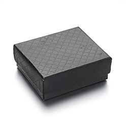 Черный Прямоугольные картонные коробки ювелирных изделий для карманных часов, чёрные, 82x71x31 мм