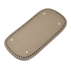 Kaki Foncé Bas en simili cuir, ovale avec attaches parisiennes en alliage, grain de litchi, accessoires de remplacement de sac, kaki foncé, 30x15.3x0.4~1.1 cm, Trou: 5mm