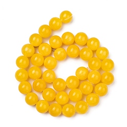 Gold Natural Mashan Jade Beads Strands, Dyed, Round, Gold, 10mm, Hole: 1.2mm, about 42pcs/strand, 16 inch
