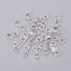 Silver Grade AA Brass Ice Pick Pinch Bails for Pendant Making, Cadmium Free & Nickel Free & Lead Free, Silver, 12.5x5x3mm, Hole: 5x4mm, Pin: 0.5mm