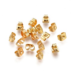 Golden Iron Ear Nuts, Butterfly Earring Backs for Post Earrings, Golden, 4.6~4.8x3.5x2.5mm, Hole: 0.6mm