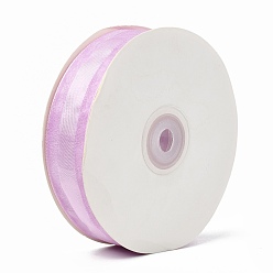 Plum Solid Color Organza Ribbons, for Party Decoration, Gift Packing, Plum, 1"(25mm), about 50yard/roll(45.72m/roll)