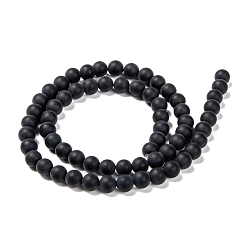 Agate Noire Naturelles agate noire perle brins, givré, ronde, 6mm, Trou: 1mm, Environ 65 pcs/chapelet, 15.7 pouce